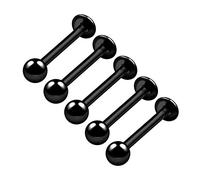 BanaVega 5PCS Anodized Black Labret Studs 16g 1/2 12mm 3mm Ball Cartilage Snake Bite Lip Marilyn Monroe Piercing Jewellery 4806