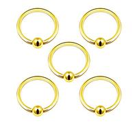 BanaVega 5PCS Anodized Captive Bead Hoop Earrings 14g 1/2 12mm 4mm Ball Tragus Nose Septum Earrings Eyebrow Piercing JJewellery 5072