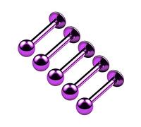 BanaVega 5PCS Anodized Purple Monroe Labret 16g 3/8 10mm 3mm Ball Marilyn Monroe Lip Tragus Spider Bite Piercing Jewellery 4827