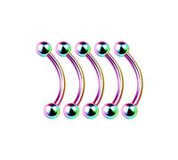 BanaVega 5PCS Anodized Rainbow Curved Barbell Stud 16g 3/8 10mm 3mm Ball Lip Labret Helix Tragus Earring Daith Piercing Jewellery 4906