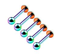BanaVega 5PCS Anodized Rainbow Lip Labret 16g 3/8 10mm 3mm Ball Medusa Spiderbite Snakebites Tragus Earrings Piercing Jewellery 4813