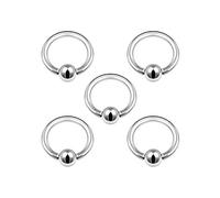 BanaVega 5PCS Stainless Steel Captive Bead Hoop 14g 5/16 8mm 4mm Ball Cartilage Tragus Nose Earrings Eyebrow Piercing Jewellery 5008
