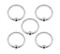 BanaVega 5PCS Stainless Steel Captive Bead Ring 16g 1/2 12mm 3mm Ball Cartilage Nose Septum Earrings Eyebrow Piercing Jewellery 5007