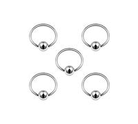 BanaVega 5PCS Stainless Steel Captive Bead Ring 20g 1/4 6mm 3mm Ball Cartilage Tragus Septum Earrings Eyebrow Piercing Jewellery 4998