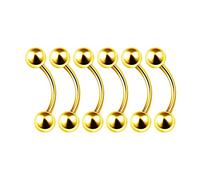 BanaVega 6PCS Anodized Banana Barbell 20g 0.8mm 1/4 6mm 3mm Ball Tragus Daith Rook Eyebrow Earrings Cartilage Piercing Jewellery 6466