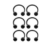 BanaVega 6PCS Anodized Black Circular Barbell Horseshoe 20g 5/16 8mm 3mm Ball Eyebrow Daith Rook Helix Earring Piercing Jewellery 6510