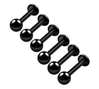 BanaVega 6PCS Anodized Black Lip Labret 14g 6mm 8mm 4mm Ball Lip Spiderbite Tragus Marilyn Monroe Earrings Lip Piercing Jewellery 4588