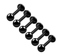 BanaVega 6PCS Anodized Black Monroe Labret 16 Gauge 1/4 6mm 3mm Ball Tragus Spider Bite Lip Earrings Cartilage Piercing Jewellery 6383