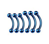 BanaVega 6PCS Anodized Dark Blue Banana Barbell 14g 8mm 10mm 3mm Ball Cartilage Tragus Daith Lip Labret Piercing Jewellery 4646