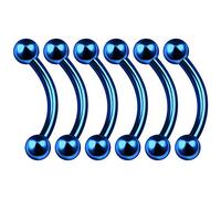 BanaVega 6PCS Anodized Dark Blue Curve Barbell 14g 1.6mm 3/8 10mm 4mm Ball Labret Cartilage Earrings Daith Piercing Jewellery 6430