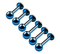BanaVega 6PCS Anodized Dark Blue Labret Studs 14g 6mm 8mm 4mm Ball Spiderbite Spider Bite Tragus Lip Earrings Piercing Jewellery 4590
