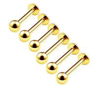 BanaVega 6PCS Anodized Labret Studs 16g 8mm 10mm 3mm Ball Snakebites Marilyn Monroe Tragus Earrings Cartilage Piercing Jewellery 4581