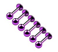 BanaVega 6PCS Anodized Purple Lip Ring Studs 16 Gauge 1/4 6mm 3mm Ball Vertical Labret Tragus Earrings Medusa Piercing Jewellery 6389