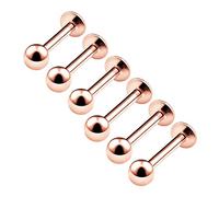 BanaVega 6PCS Anodized Rose Labret Studs 16g 6mm 8mm 3mm Ball Spider Bite Tragus Monroe Cartilage Earrings Lip Piercing Jewellery 4572