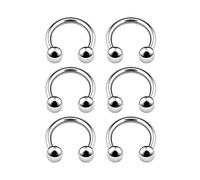 BanaVega 6PCS Stainless Steel Circular Barbell 14g 5/16 8mm 4mm Ball Eyebrow Daith Helix Earrings Cartilage Piercing Jewellery 6473