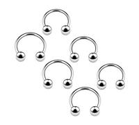 BanaVega 6PCS Stainless Steel Circular Barbell Horseshoe 18g 6mm 8mm 3mm Ball Lip Tragus Eyebrow Daith Earring Piercing Jewellery 4652
