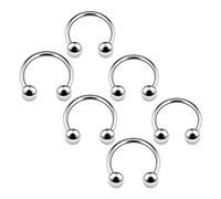 BanaVega 6PCS Stainless Steel Horseshoe Circular Barbell 18g 8mm 10mm 3mm Ball Eyebrow Daith Rook Helix Piercing Jewellery 4653