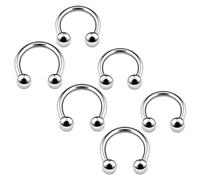 BanaVega 6PCS Stainless Steel Horseshoe Earrings 14g 8mm 10mm 4mm Ball Helix Cartilage Septum Nose Earring Lip Piercing Jewellery 4657