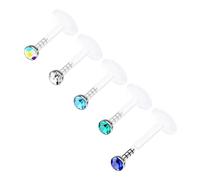 BanaVega Acrylic Push In Lip Rings 16 gauge 1/4 6mm 2mm Crystal Vertical Labret Earrings Labret Nose Piercing Jewelry See More Colors, Acrylic, no gemstone