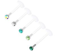 BanaVega Acrylic Push In Lip Rings 16 gauge 1/4 6mm 2mm Crystal Vertical Labret Earrings Labret Nose Piercing Jewelry See More Colors, Acrylic, no gemstone