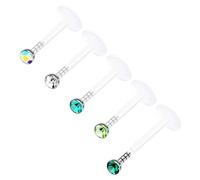 BanaVega Acrylic Push In Lip Rings 16 gauge 1/4 6mm 2mm Crystal Vertical Labret Earrings Labret Nose Piercing Jewelry See More Colors, Acrylic, no gemstone