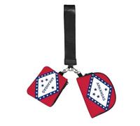 BANBADP Arkansas State Flag Printed Coin Purse Wristlet Set, Dual Pouch Wallet with Keychain Strap for Workout Daily Carry