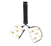BANBADP Blossoming sunflowe Printed Coin Purse Wristlet Set, Dual Pouch Wallet with Keychain Strap for Workout Daily Carry
