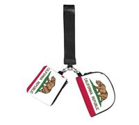 BANBADP California state flag Printed Coin Purse Wristlet Set, Dual Pouch Wallet with Keychain Strap for Workout Daily Carry