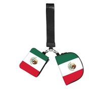 BANBADP Flag of Mexico Printed Coin Purse Wristlet Set, Dual Pouch Wallet with Keychain Strap for Workout Daily Carry