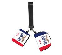 BANBADP Iowa state flag Printed Coin Purse Wristlet Set, Dual Pouch Wallet with Keychain Strap for Workout Daily Carry