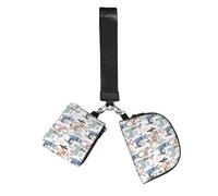 BANBADP Llama Alpaca Cactus Printed Coin Purse Wristlet Set, Dual Pouch Wallet with Keychain Strap for Workout Daily Carry