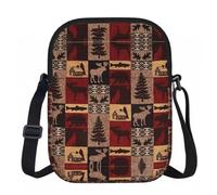 BANBADP Lodge Bear Deer Fish Printed Shoulder Purse for Women, Compact Crossbody Bag with Adjustable Strap for Travel Party