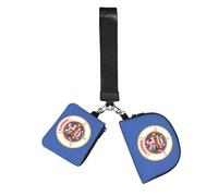 BANBADP Minnesota State Flag Printed Coin Purse Wristlet Set, Dual Pouch Wallet with Keychain Strap for Workout Daily Carry