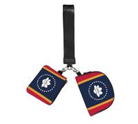 BANBADP Mississippi State Flag Printed Coin Purse Wristlet Set, Dual Pouch Wallet with Keychain Strap for Workout Daily Carry