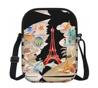 BANBADP Paris Eiffel Tower Printed Shoulder Purse for Women, Compact Crossbody Bag with Adjustable Strap for Travel Party