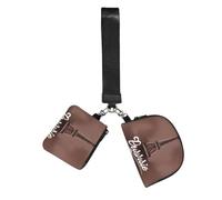 BANBADP Parisian Coffee Eiffel Tower Printed Coin Purse Wristlet Set, Dual Pouch Wallet with Keychain Strap for Workout Daily Carry