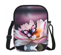 BANBADP Pink butterfly Printed Shoulder Purse for Women, Compact Crossbody Bag with Adjustable Strap for Travel Party