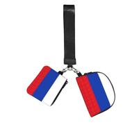 BANBADP Russian Flag Printed Coin Purse Wristlet Set, Dual Pouch Wallet with Keychain Strap for Workout Daily Carry