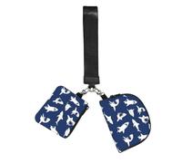 BANBADP Various Sea Fish Pattern Printed Coin Purse Wristlet Set, Dual Pouch Wallet with Keychain Strap for Workout Daily Carry