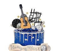 BANBALLON 15 PCS Guitar Cake Toppers Disco Ball Music Theme Birthday Cake Toppers Guitar Model Cake Decorations For Musician Birthday Party Rock Theme Party Supplies