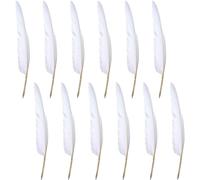 BANBAN 12PCS Feather Pen - Elegant Goose Feather Ballpoint Pen - Purple Retro Feather Quill Ball Pen (White)