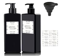Banbaoni 500ml Soap Dispenser with Pump, 2Pack Shower Gel Dispenser, Shampoo and Conditioner Dispenser Hand and Dish Soap Dispenser for Shampoo Shower gel Conditioner with Funnel and Label