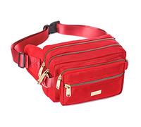 Banbituy Extra Large Fashion Fanny Pack for Men Women, Waist Bag for Waterproof Hiking Running Biking Gym Outdoor Sports Travel Belt Bag, Red, XL, Fashion