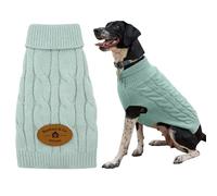Banbury & Co Dog Jumper | Warm Lightweight Cable Knit Sweater | Turtleneck Machine Washable Winter Pet Clothing with Elasticated Waist (S: Neck: 16-21cm | Chest 21-27cm)