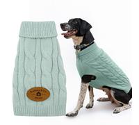 Banbury & Co Dog Jumper | Warm Lightweight Cable Knit Sweater | Turtleneck Machine Washable Winter Pet Clothing with Elasticated Waist (M: Neck: 18-23cm | Chest: 24-30cm)