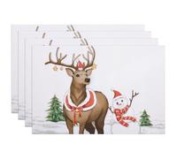 Banchif Christmas Placemats are With Classic Christmas elements Snowman elk and Trees Designed, Can be a Colorful Decoration for Christmas, Washable Non-Slip Heatproof Woven Placemats Set of 4