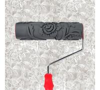 BANCOO 10'' Rubber Graceful Lively Floral Texture Embossed Roller - DIY Textured Wall Decor Tool for Home Renovation & Household Art Craft (BC732L)