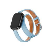 Band 49mm 45mm 42mm 44mm 41mm 38mm 40mm Double Tour Leather Strap Series (Sky blue,44mm-45mm-49mm)