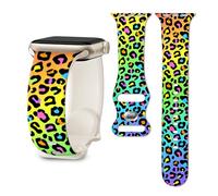 Band Compatible with iWatch Band 38/40/41mm for Women Men Sport Replacement Smartwatch Wrist Strap for iWatch Ultra2/1 SE Series 10 9 8 7 6 5 4 3 2 1 - Rainbow Neon Leopard