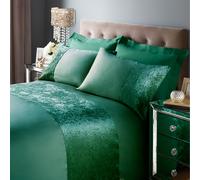 Band Crushed Velvet Duvet Cover Sets - Emerald Green / 1x pillowcase / Single